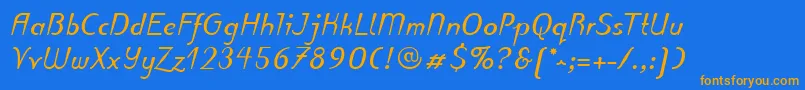 フォントPuritasLtBoldItalic – オレンジ色の文字が青い背景にあります。