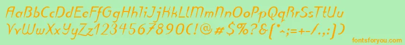 PuritasLtBoldItalic Font – Orange Fonts on Green Background