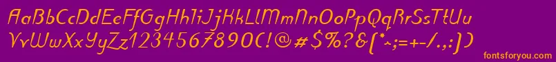 PuritasLtBoldItalic Font – Orange Fonts on Purple Background