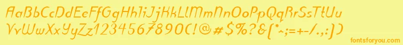 PuritasLtBoldItalic Font – Orange Fonts on Yellow Background