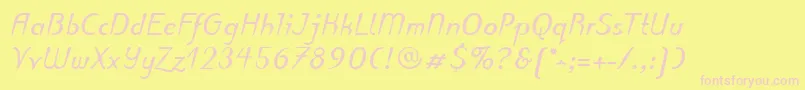 PuritasLtBoldItalic Font – Pink Fonts on Yellow Background