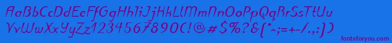 PuritasLtBoldItalic Font – Purple Fonts on Blue Background