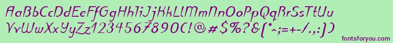 PuritasLtBoldItalic Font – Purple Fonts on Green Background