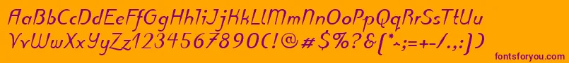 PuritasLtBoldItalic Font – Purple Fonts on Orange Background