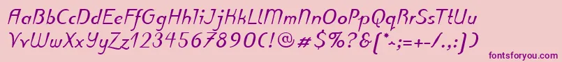 PuritasLtBoldItalic Font – Purple Fonts on Pink Background