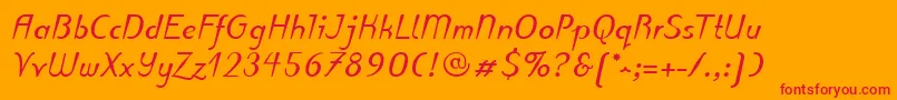 PuritasLtBoldItalic Font – Red Fonts on Orange Background