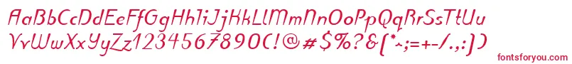 フォントPuritasLtBoldItalic – 白い背景に赤い文字