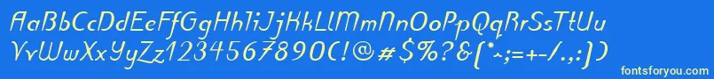 PuritasLtBoldItalic Font – Yellow Fonts on Blue Background