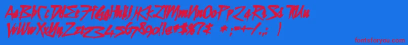 Stilltimeink Font – Red Fonts on Blue Background