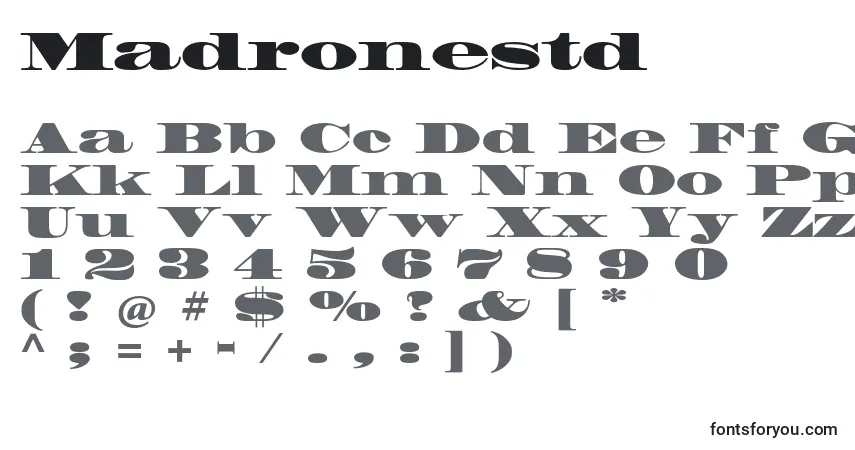 Czcionka Madronestd – alfabet, cyfry, specjalne znaki