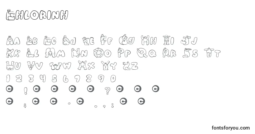 Schriftart Chlorinh – Alphabet, Zahlen, spezielle Symbole