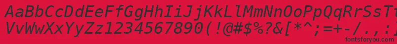 Czcionka DejavuSansMonoOblique – czarne czcionki na czerwonym tle