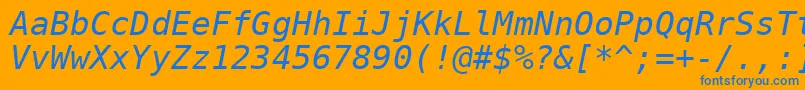 DejavuSansMonoOblique-Schriftart – Blaue Schriften auf orangefarbenem Hintergrund