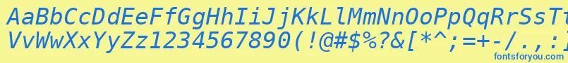 DejavuSansMonoOblique Font – Blue Fonts on Yellow Background
