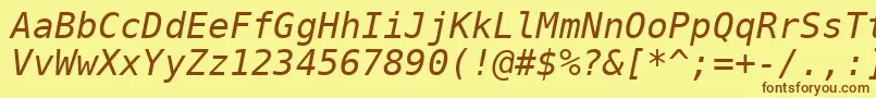 DejavuSansMonoOblique Font – Brown Fonts on Yellow Background