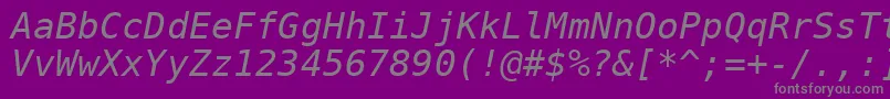 DejavuSansMonoOblique Font – Gray Fonts on Purple Background