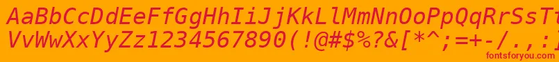 Шрифт DejavuSansMonoOblique – красные шрифты на оранжевом фоне
