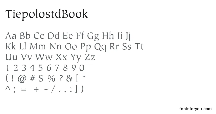 A fonte TiepolostdBook – alfabeto, números, caracteres especiais