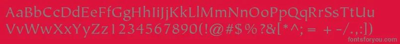フォントTiepolostdBook – 赤い背景に灰色の文字