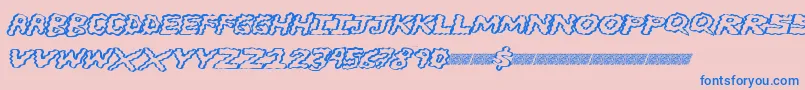 フォントBrainwasher – ピンクの背景に青い文字