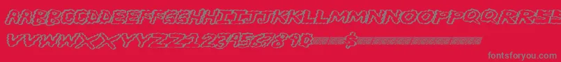 Brainwasher-fontti – harmaat kirjasimet punaisella taustalla