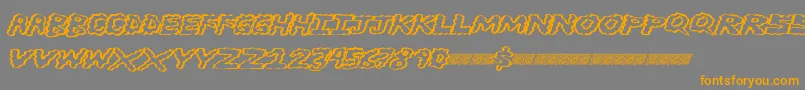 フォントBrainwasher – オレンジの文字は灰色の背景にあります。