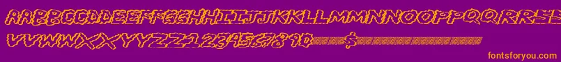 フォントBrainwasher – 紫色の背景にオレンジのフォント