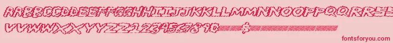 フォントBrainwasher – ピンクの背景に赤い文字