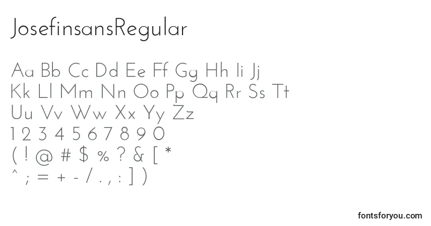 Schriftart JosefinsansRegular – Alphabet, Zahlen, spezielle Symbole