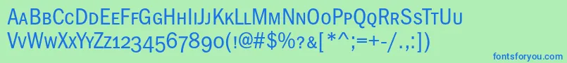 Czcionka Franklingothicbookcondscc – niebieskie czcionki na zielonym tle