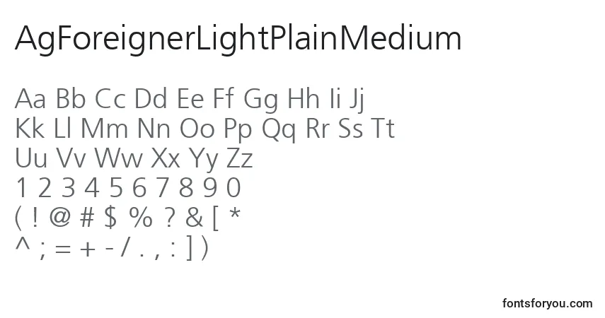 A fonte AgForeignerLightPlainMedium – alfabeto, números, caracteres especiais