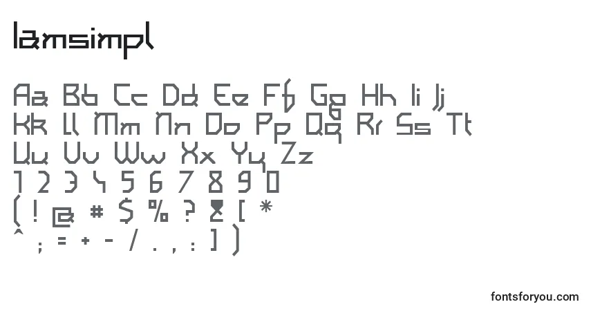 Czcionka Iamsimpl – alfabet, cyfry, specjalne znaki