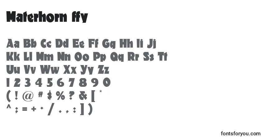 Schriftart Materhorn ffy – Alphabet, Zahlen, spezielle Symbole