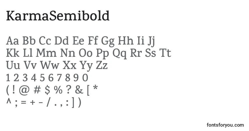 Fuente KarmaSemibold - alfabeto, números, caracteres especiales