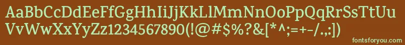 フォントKarmaSemibold – 緑色の文字が茶色の背景にあります。