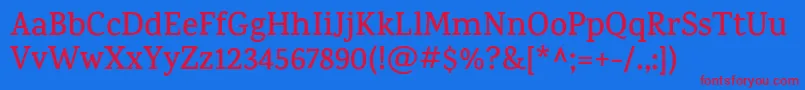 KarmaSemibold-Schriftart – Rote Schriften auf blauem Hintergrund