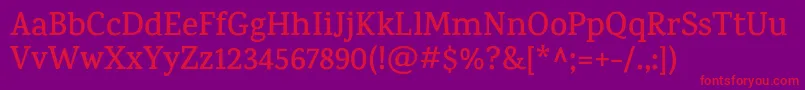 KarmaSemibold-Schriftart – Rote Schriften auf violettem Hintergrund