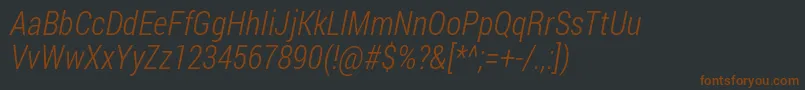 Fonte Robotocondensed Lightitalic – fontes marrons em um fundo preto