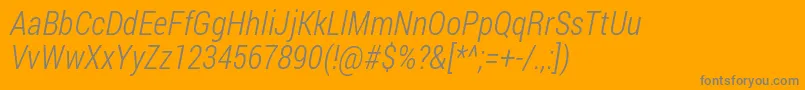 Fonte Robotocondensed Lightitalic – fontes cinzas em um fundo laranja