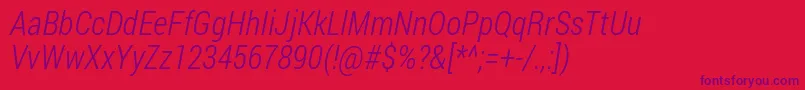 Robotocondensed Lightitalic Font – Purple Fonts on Red Background