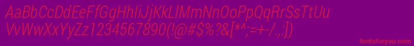 More about Robotocondensed Lightitalic Font Robotocondensed Lightitalic Font – Red Fonts on Purple Background