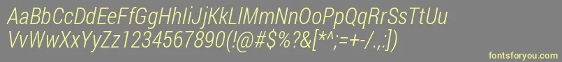 Robotocondensed Lightitalic Font – Yellow Fonts on Gray Background