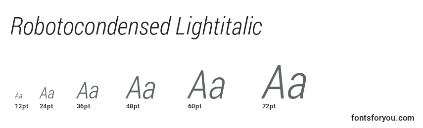 Размеры шрифта Robotocondensed Lightitalic