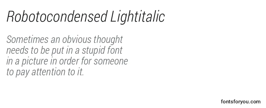 Robotocondensed Lightitalic Font