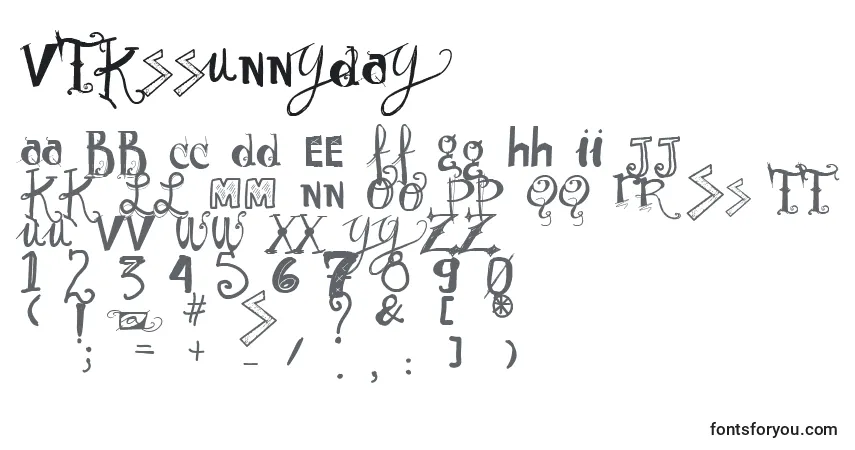 A fonte Vtkssunnyday – alfabeto, números, caracteres especiais