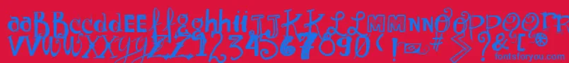 Czcionka Vtkssunnyday – niebieskie czcionki na czerwonym tle
