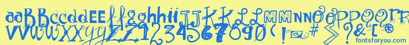 Vtkssunnyday Font – Blue Fonts on Yellow Background