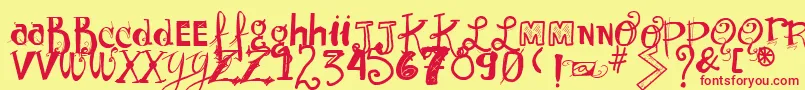 Vtkssunnyday Font – Red Fonts on Yellow Background