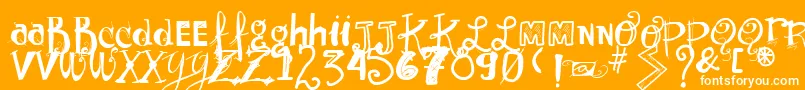 Vtkssunnyday-Schriftart – Weiße Schriften auf orangefarbenem Hintergrund