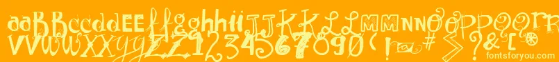 Vtkssunnyday-Schriftart – Gelbe Schriften auf orangefarbenem Hintergrund